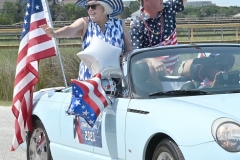 The grand marshal, Fran Ward, with Mayor Brian Henry.